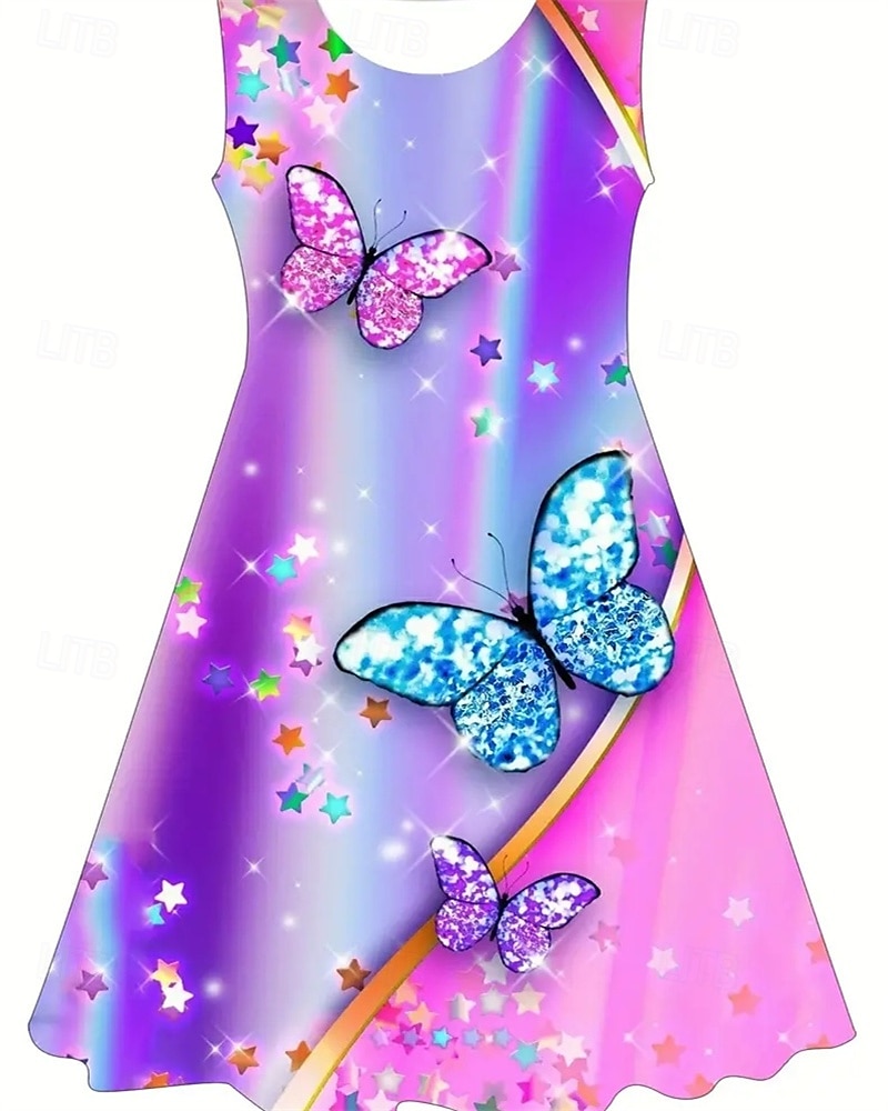 Girls' 3D Butterfly Dress Sleeveless Summer Spring Vacation Daily Holiday Princess Beautiful Sweet Kids 4-12 Years Casual Dress A Line Dress Knee-length Regular Fit 2025 - $13.99 –P1