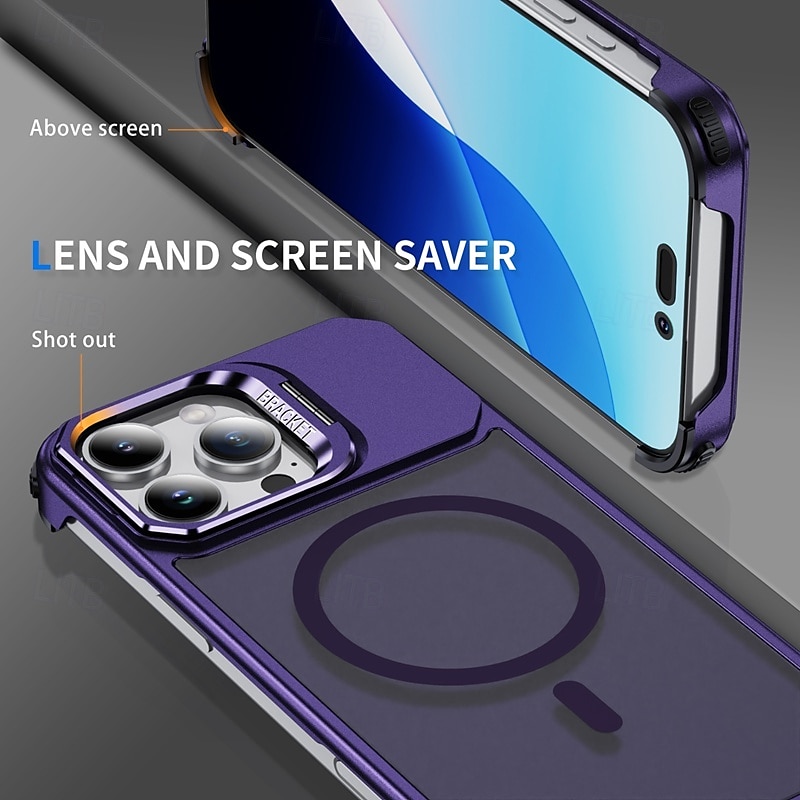 2025年 電話 ケース 用途 iPhone 16 Pro Max プラス iPhone 15 プロマックスプラス iPhone 14 13 12 Pro Max Plus バックカバー スタンド付き 磁石バックル ワイヤレス充電をサポート レトロ風 メタル コレクション – $39.99 –P12