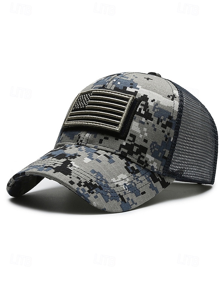 miesten mesh-naamioinen baseball-lippis amerikkalaisella lipulla - taktinen tyyli ulkoiluun ja armeijan harrastajille päivittäisiin ja kenttätoimintoihin 2025 - $11.99 –P7