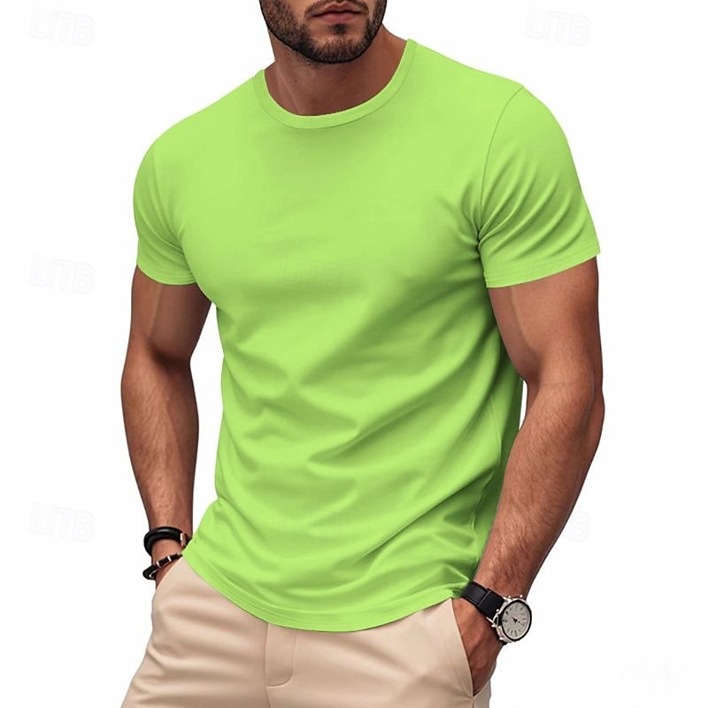 Per uomo Maglietta Camicia a Maniche Corte Manica Corta Girocollo Primavera & Autunno Colore Solido / Tinta Unita Moda Designer Asciugatura Rapida Vacanza Streetwear Uscire Nero Bianco Rosso del 2025 a $12.49 –P3