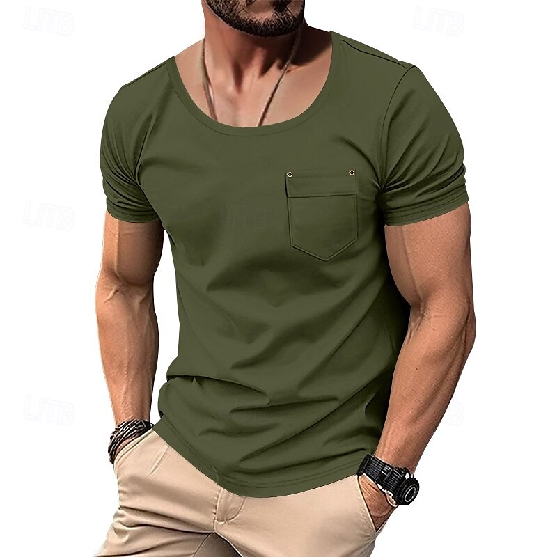 Homme T-shirt Chemise à manches courtes Manche Courte Col en U Été Couleur Unie / Unie Mode Designer Mode Vacances Rue Sortir Noir Blanche Bleu T-shirt haut de gamme pour homme de 2025 ? $19.99 –P10