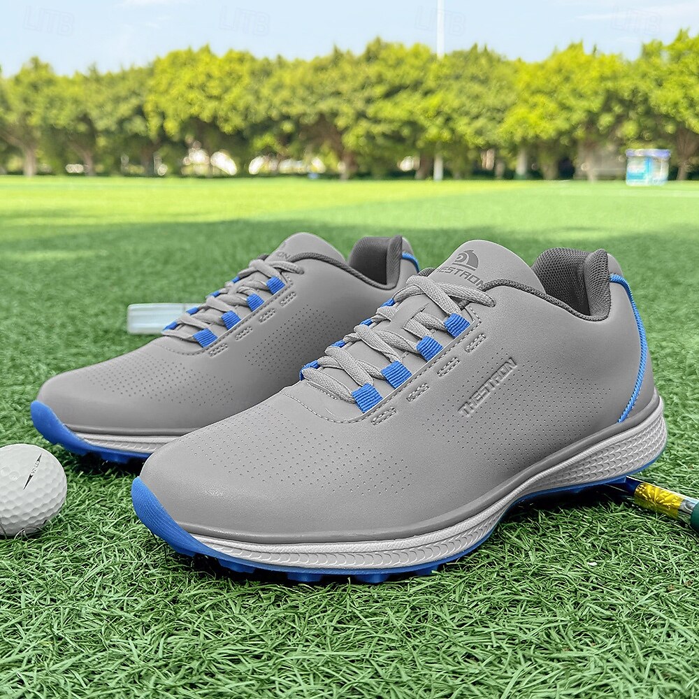 Herren Performance Golf Sneaker in Weiß mit roten Schnürsenkeln, atmungsaktive Mikrofaser, ideal für Amateurgolfer 2025 - $64.99 –P4