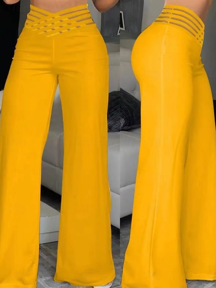 Pantaloni Chino Larghi da Donna Pantaloni Baggy Moda Streetwear Lunghezza Completa Alta Vita Semplice Elasticizzati Comodi Soffici Confortevoli Micro-elastici all'Aperto Strada Nera Bianca Blu Fucsia del 2025 a $17.99 –P5