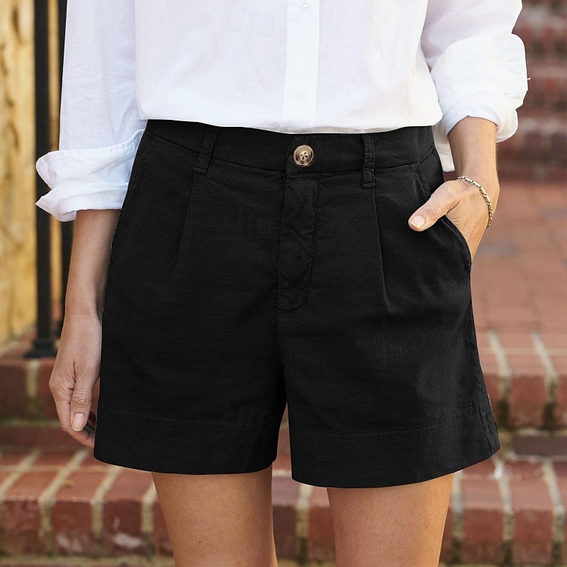 Pentru femei Pantaloni scurți inspirați din in Pantaloni Scurți Pantaloni Șic Stradă Casual Scurt Natural Simplu Fermoar Buzunar Cataramă Respirabilitate Απαλό Comfortabil Micro-elastic Stradă Ieșire 2025 - $18.99 –P5