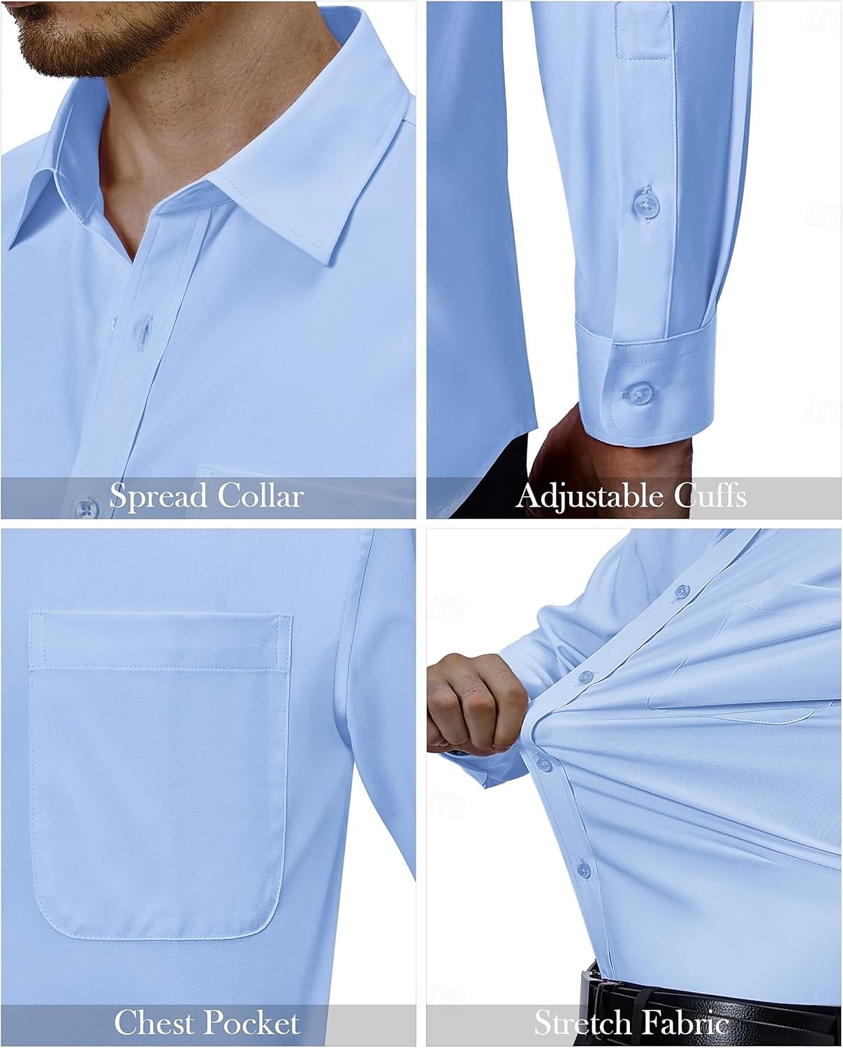 Men's Dress Shirt Plain Wedding Outdoor Light Blue Black Wine Dark Navy Long Sleeve Spread Collar Summer Spring Clothing Apparel 2026 - $25.99 –P5