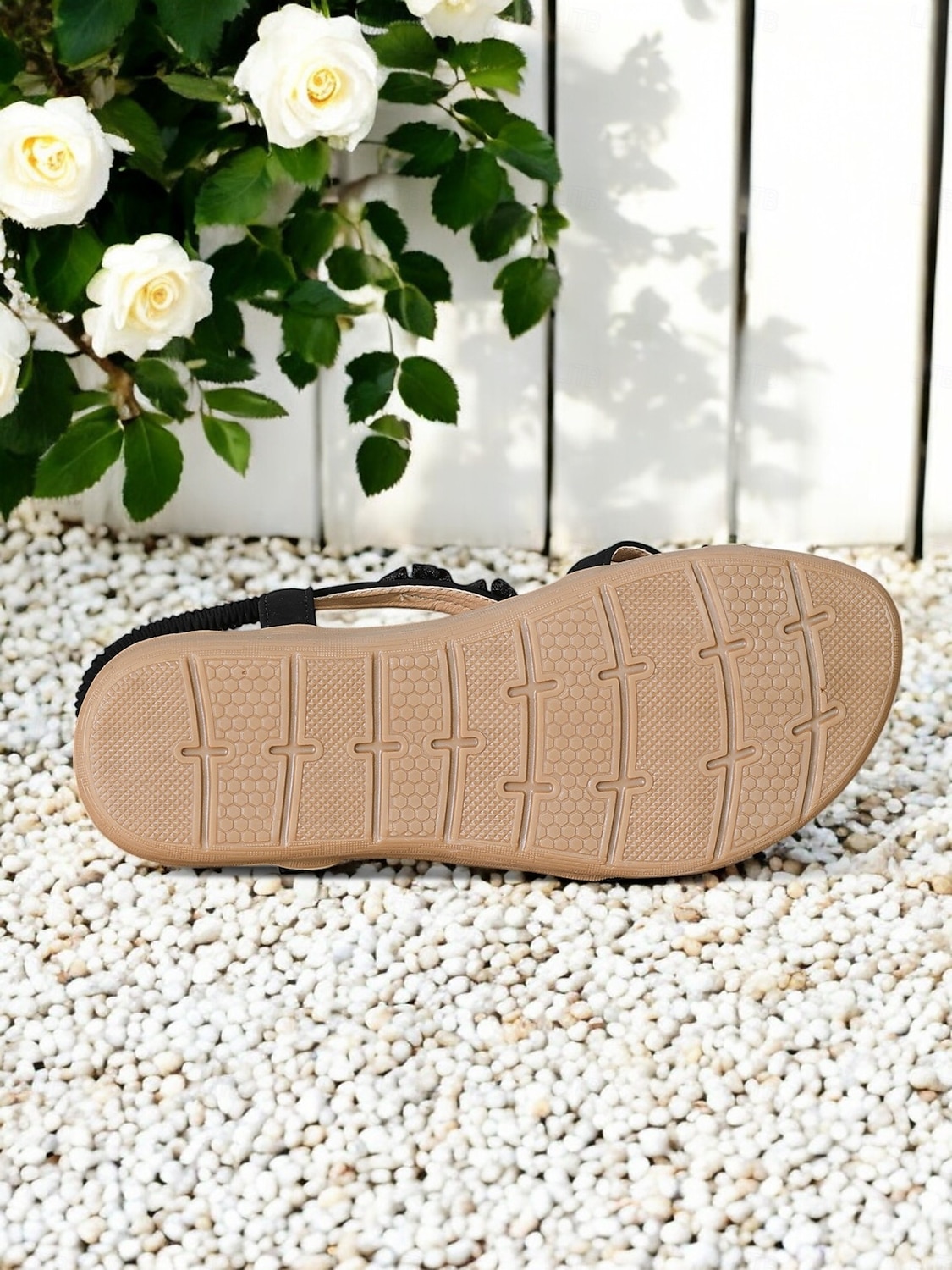 sandali da donna blu navy con decorazioni floreali - eleganti scarpe estive basse con comoda soletta, ideali per l'uso quotidiano o per feste in giardino del 2025 a €18.99 –P1