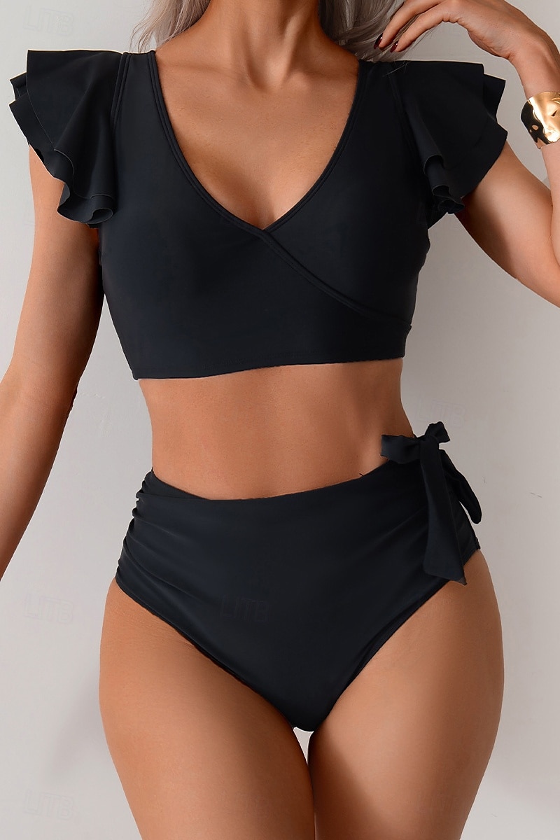 Per donna Costumi da bagno Bikini Costume da bagno A vita alta Tropicale Abbigliamento da Spiaggia Blocco di colori Spacco a V Senza Maniche Costumi da bagno del 2025 a $22.99 –P3