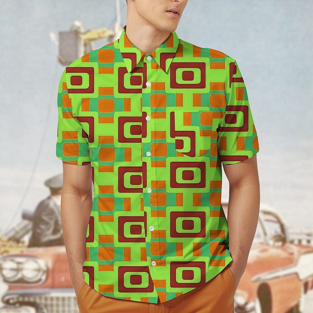 Retro 70. léta Tričko Aloha košile Hippie Disko Geometrické tvary Pánské Plesová maškaráda Dovolená Párty Pride Parade Dospělé Tričko 2025 - $20.99 –P2