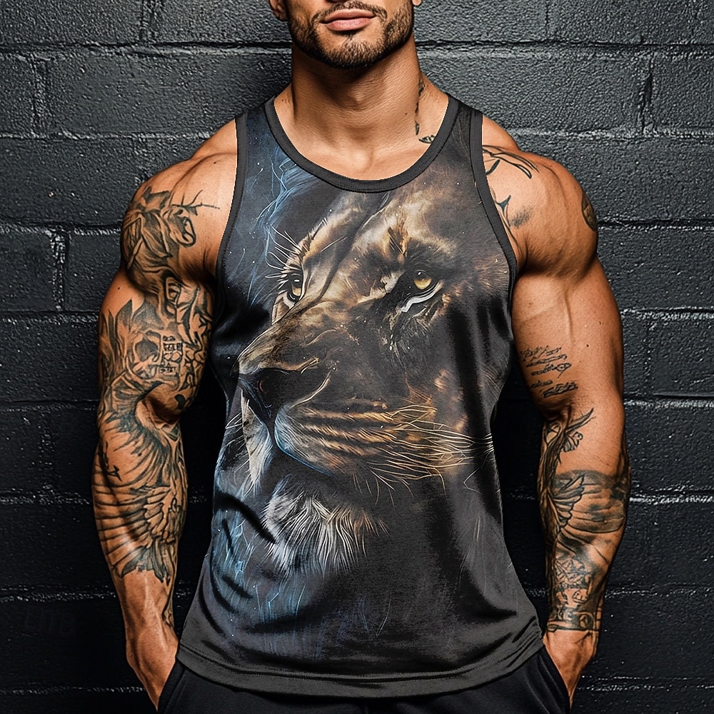 Homme Lion T-shirt Débardeur Sans manches T-shirt Impression 3D Col ras du cou Chemise Vacances Exagéré Occasionnel Fête Rouge Bleu Vert Été Printemps Vêtement Tenue S M L XL XXL XXXL de 2025 ? $15.49 –P2