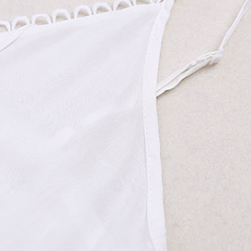 Women's Midi Dress Cotton Linen Dress Slip Dress Boho Dress Basic Classic Modern Vacation Holiday Going out Regular Fit Plain Sleeveless Spaghetti Strap White Summer 2025 - $26.99 –P13