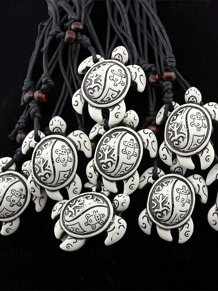 "Collier pendentif tortue de mer tribal pour homme - chaîne en cuir vintage fabriquée à la main, bijoux de style surf bohème pour la plage, les vacances et les vêtements décontractés" de 2025 ? $4.99 –P6