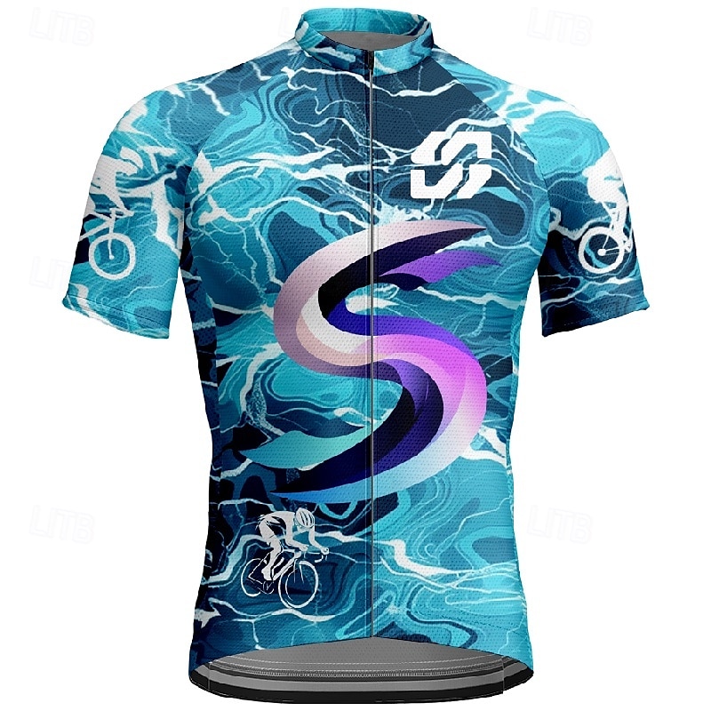 Herr Cykeltröja Kortärmad Cykel T-shirt Tröja med 3 bakfickor Bergscykling Andningsfunktion Snabb tork Anatomisk design Uppsugande Mörk Marin Blå Himmelsblå sporter Kläder 2025 - $20.99 -P1