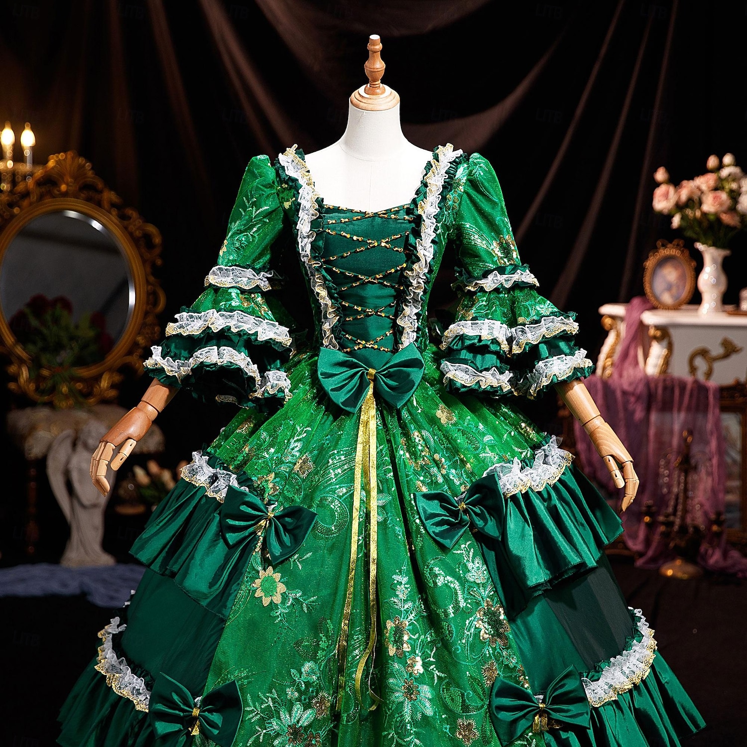 Βίντατζ Ροκοκό Αναγέννησης Μάξι Φορέματα Κανονικό Juliet Πριγκίπισσα Νύφη Πλισέ Μαζεμένο Πριγκίπισσα Στρογγυλή Λαιμόκοψη Φανταχτερή Φόρεμα Γυναικεία Απόκριες Μασκάρεμα Επίδοση Πάρτι Απόκριες Ενήλικες 2026 - $341.09 –P4