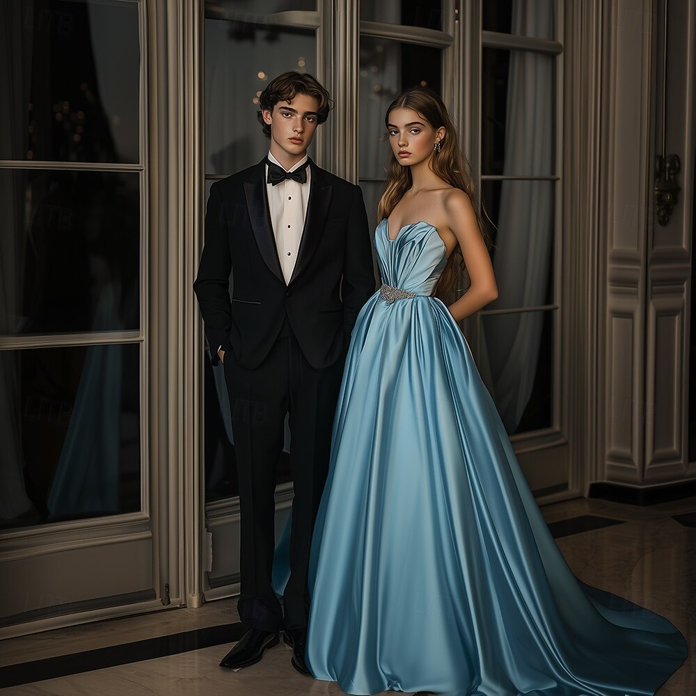 abiti da uomo per matrimonio, ballo di fine anno, smoking neri di lusso formali tinta unita standard fit 2 pezzi monopetto un bottone del 2025 a $122.99 -P1