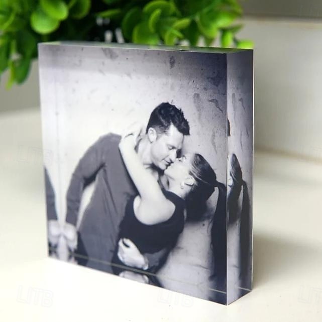 personlig fotoblokk akryl tilpasset glass fotoblokk akrylblokk fotokrystall bryllupsgave bursdag farsdag bryllup 2026 - $9.99 –P2