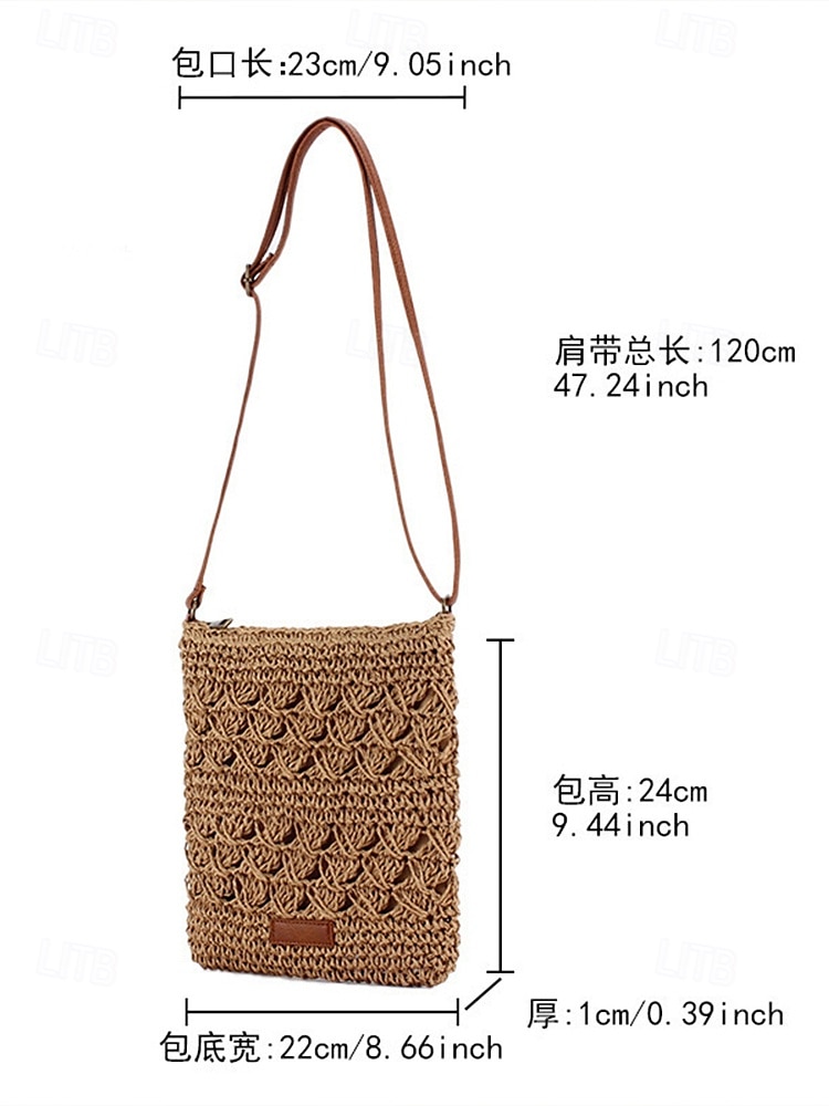 Handwoven Straw Crossbody Bag for Women – Boho Rattan Shoulder Bag with Adjustable Strap, Lightweight Summer Beach Purse for Vacation, Travel & Casual Outings Army Green Brown Khaki 2025 - $14.99 –P5