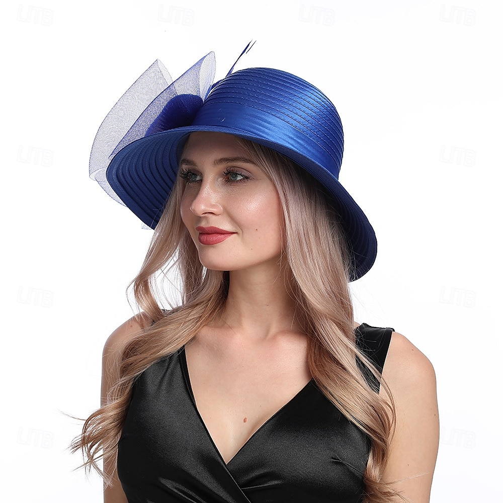 Hatter Organza Solhatt Ferie Te Fest Hesteveddeløp Cocktail Elegant Vintage Søt Med Blomster Hodepryd Hodeplagg 2025 - $31.99 –P18