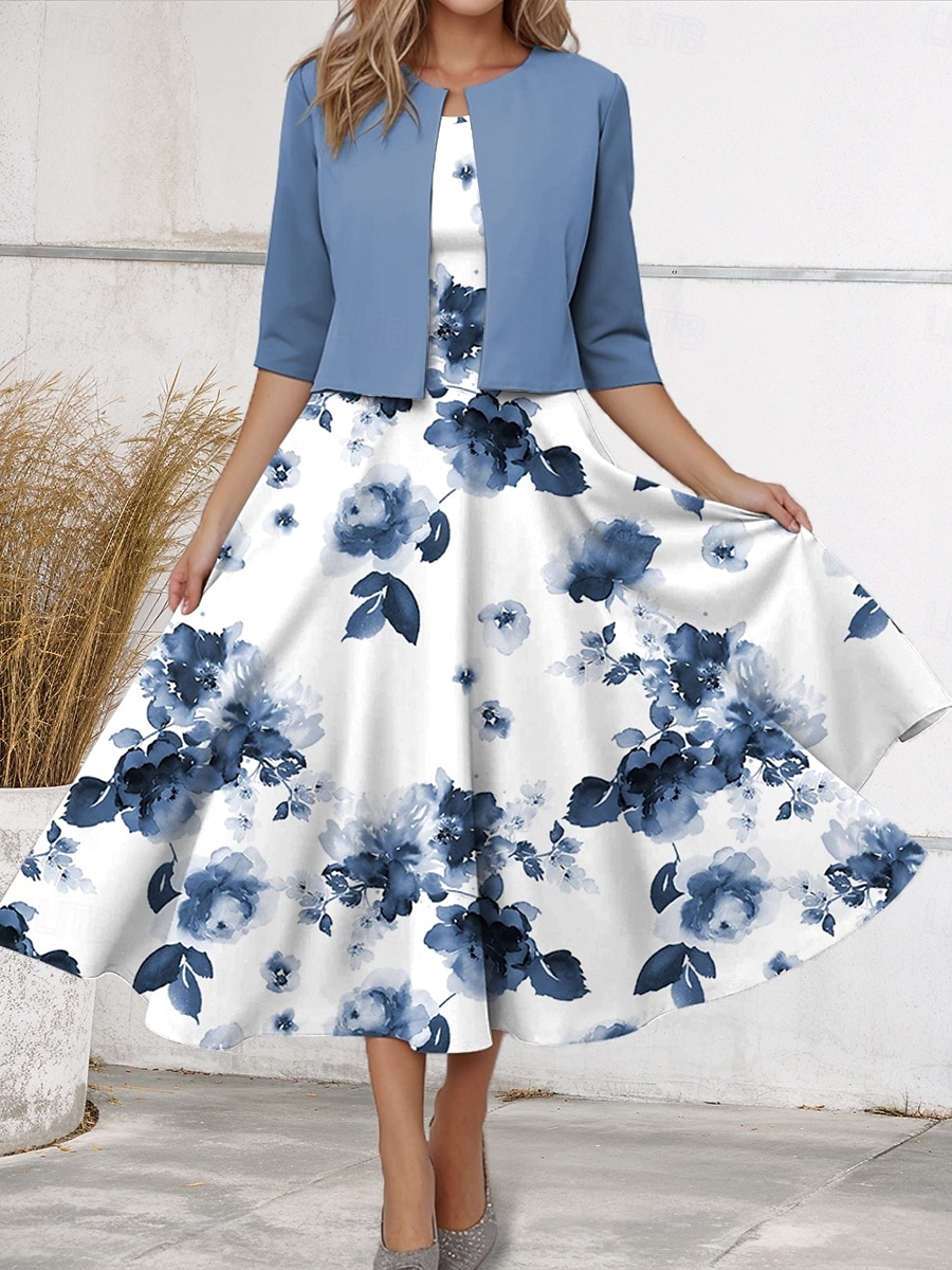 Set Rochie pentru Femei Rochie Midi Rochie A Line Rochie de Vară Casual Imprimeu Floral Mâneci Jumătate Decolteu Crew Vacanță Întâlnire Roz Albastru Mov Vară Primăvară Ajustare Regulată 2025 - $36.99 –P1