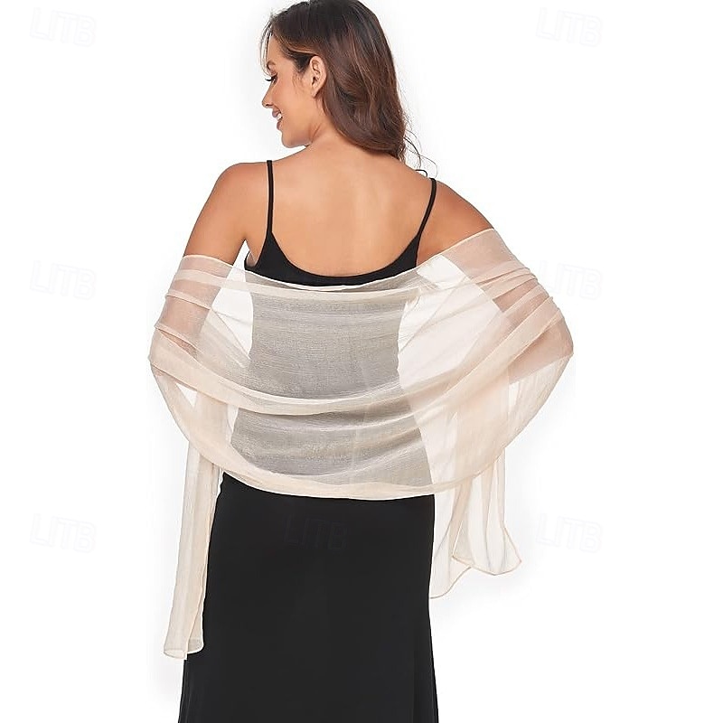 Damesomslag Elegant Mouwloos Polyester Bruiloftsomslagen Met Pure Kleur Voor Feest Lente zomer 2025 - $7.99 –P6