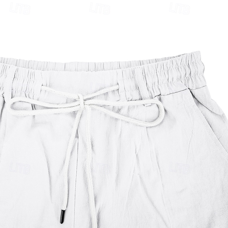 Pánské Kraťasy Lněné šortky Letní šortky Plážové šortky Šňůrky Elastický pas Straight-Leg Bez vzoru Pohodlné Prodyšné Délka kolen Venkovní Obchod Denní Módní Klasický styl Černá Bílá 2025 - $20.99 –P1