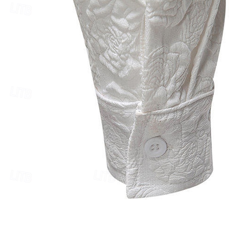 Herr Skjorta Sommarskjorta Casual skjorta Strandskjorta Knapp upp skjorta Svart Vit Långärmad Slät Kavajslag Semester Hawaiisk Jacquard Kläder Polyester Mode Ledigt Bekväm 2026 - $37.99 –P9