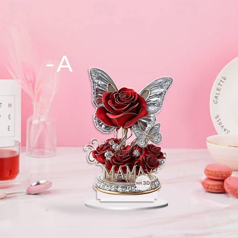 Cadeau de rose plate 2D pour femme, cadeau d'anniversaire de femme, cadeau de rose pour maman, imitation de rose en cristal, rose éternelle, meilleure amie de la femme, petite amie, pas besoin de 2025 ? $12.99 –P2