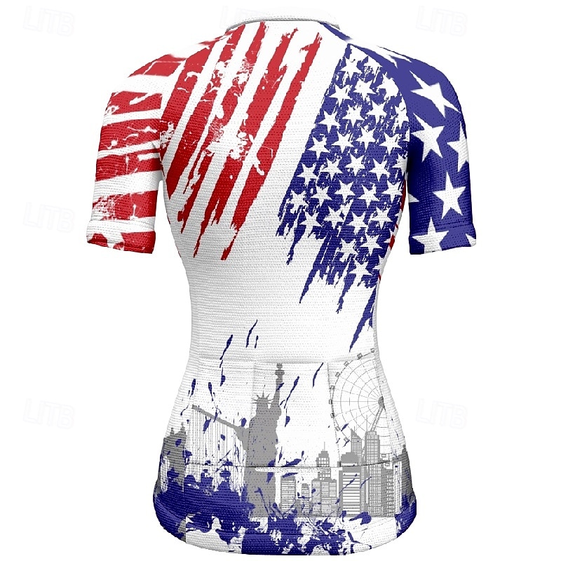 250. výročí Ameriky Den nezávislosti Dámské Cyklodres Vlastnosti Krátký rukáv Kolo Tričko Dres se 3 zadními kapsami Horská cyklistika Rychleschnoucí Anatomický design Odvod Prodyšné Sportovní Modrá 2026 - $30.99 –P2