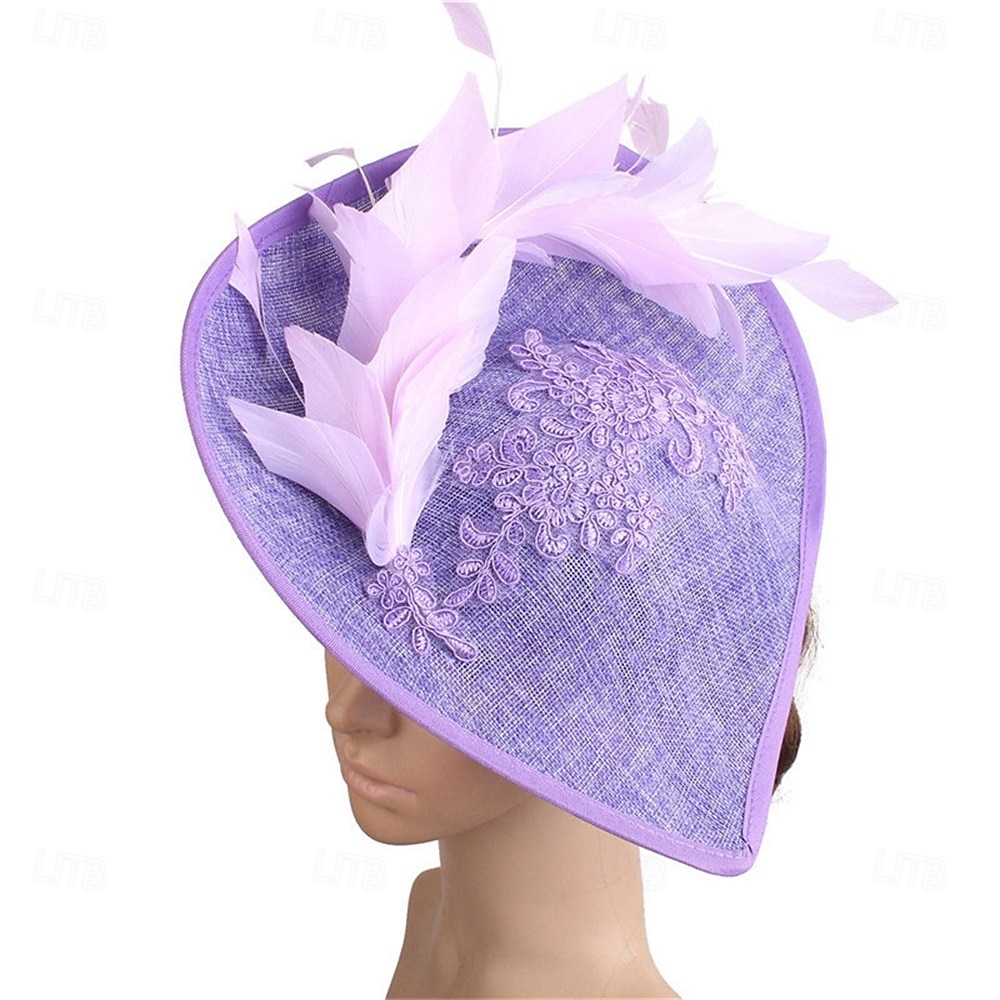 Coiffe Chapeau Fedora en Lin Synthétique Mariage Anniversaire Thé Course Équitation Élégant Vintage Mignon Avec Accessoire En Plumes de 2025 ? $29.99 –P9