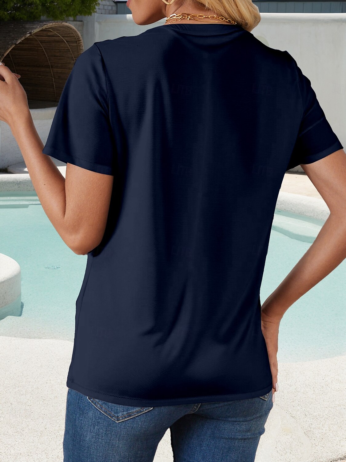 Femmes T-shirt Graphique Lettre Mode Occasionnel Manche Courte Col rond Hauts Réguliers Quotidien Week-end Imprimé Vin Vert Véronèse bleu marine Bleu Roi Été Printemps de 2025 ? $19.99 –P2