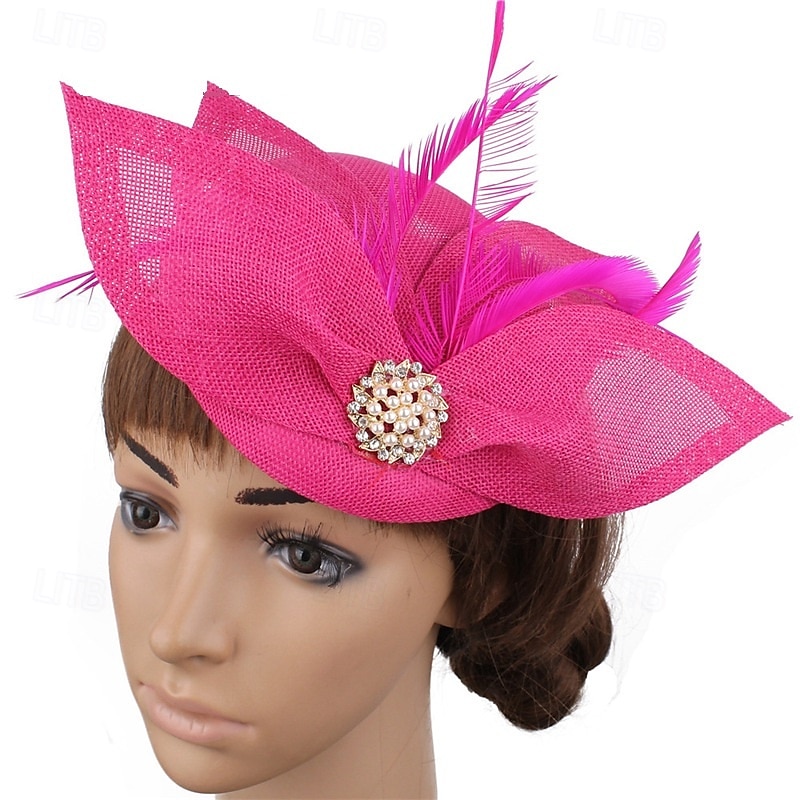 Palarie Material Bumbac Oficial Nuntă Zi de Naștere Elegant Cu Pene Diadema Articole Pentru Cap 2025 - $25.99 –P8