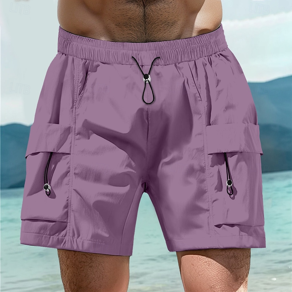 Hombre Pantalón Corto Cargo Pantalón corto Bermudas Pantalones cortos casuales Cintura elástica Multi bolsillo Pierna recta Plano Transpirable Dispersor de humedad Longitud de la rodilla Exterior 2025 - $20.99 –P9