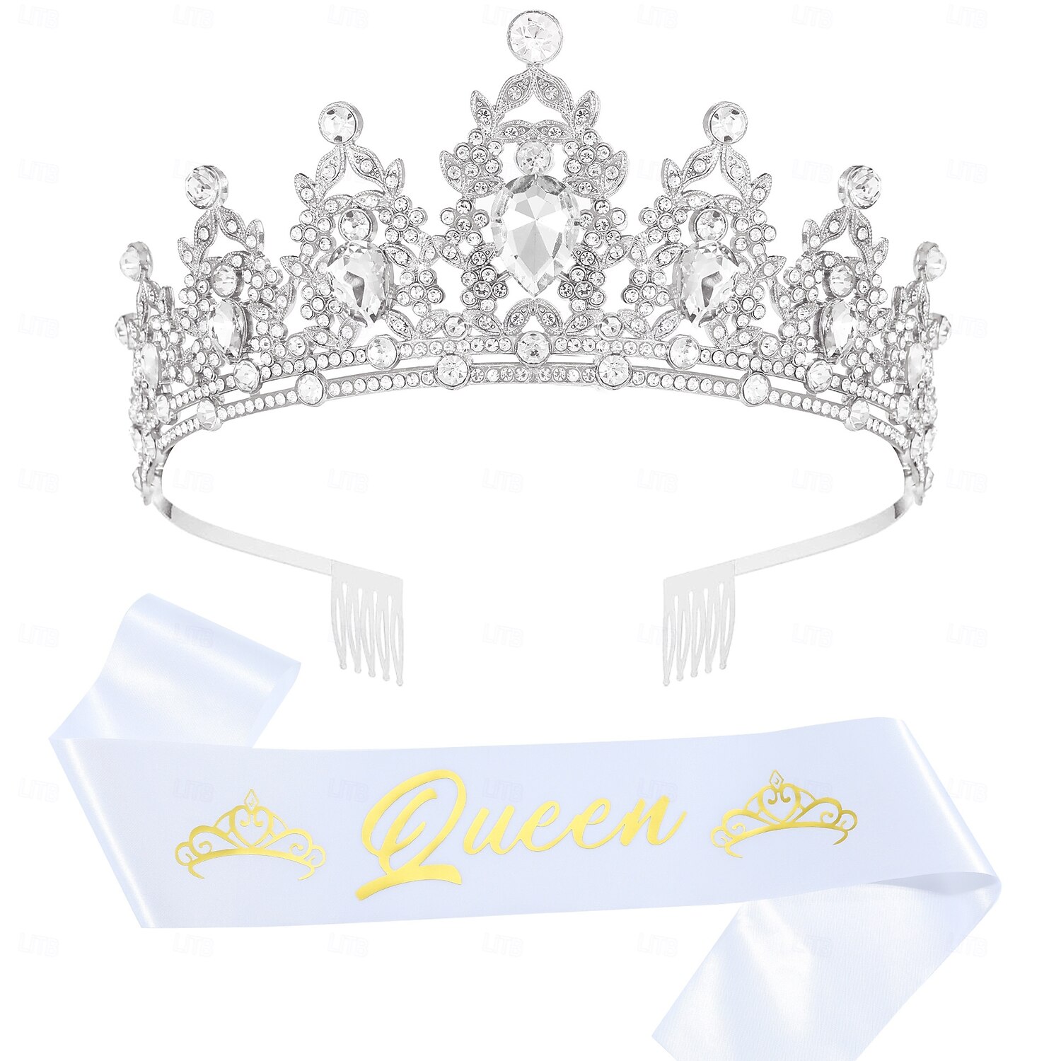 fascia per capelli da regina per festa di compleanno, corona, 2 pezzi/set, argento, per donne, kit di decorazioni per compleanno, cerchietto per capelli per bambina, accessori per capelli con cristalli glitterati del 2025 a $13.99 –P2