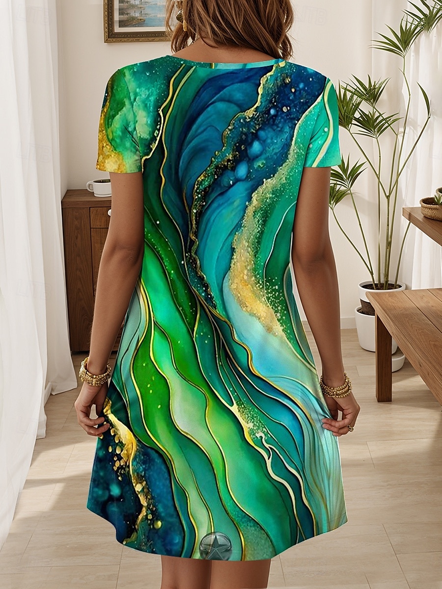 Femmes Mini Robe Robe T-Shirt Robe trapèze Robe d'été Occasionnel Quotidien Coupe régulière Graphique Géométrique Manche Courte Col Rond Rouge Bleu Vert foncé Violet Été Printemps de 2025 ? $23.99 –P2