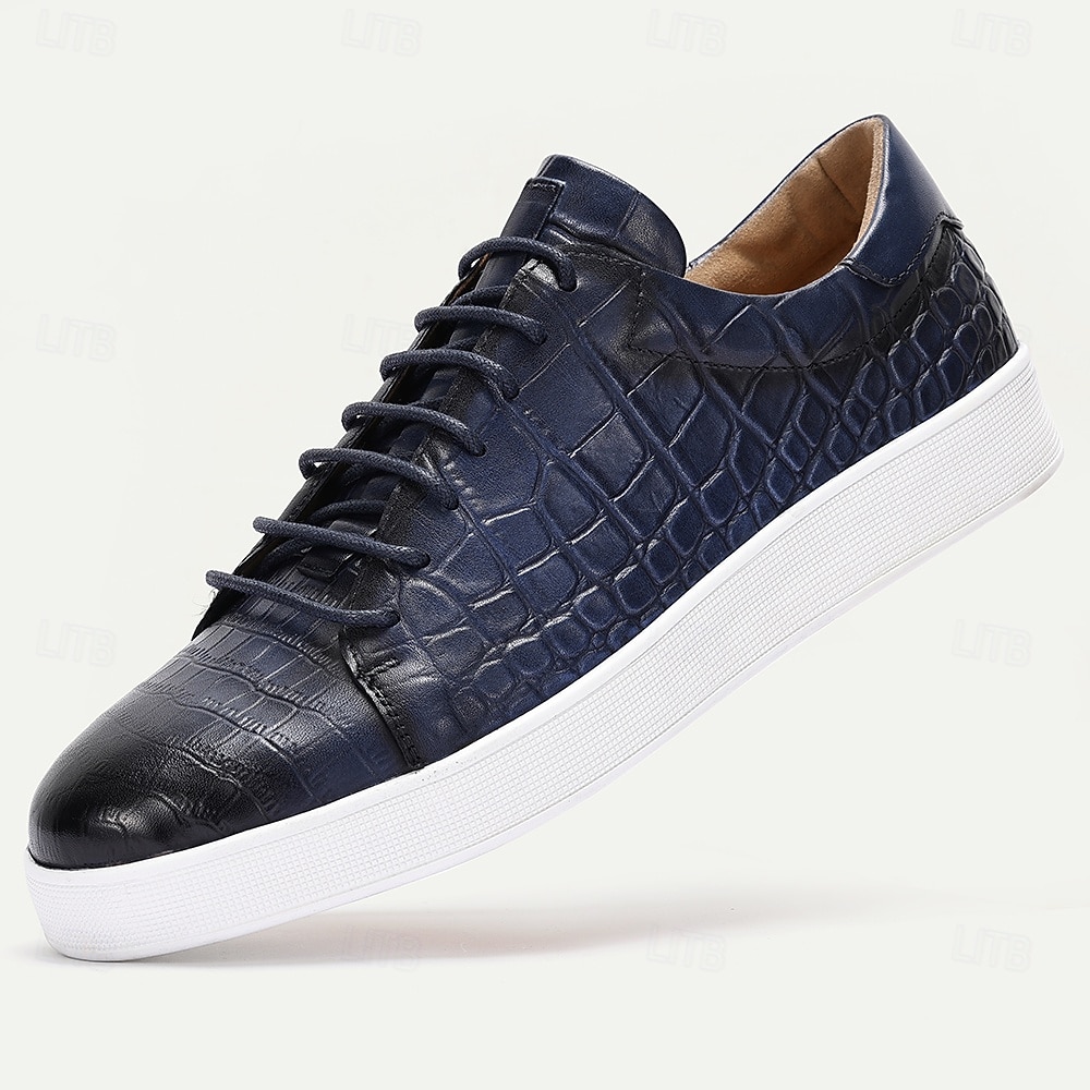 scarpe da ginnastica da uomo in vera pelle marrone – eleganti scarpe casual con lacci e stampa coccodrillo per l'uso quotidiano del 2026 a $99.99 –P11