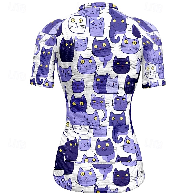 Mujer Maillot de Ciclismo Gato Manga Corta Bicicleta Camiseta Maillot con 3 bolsillos traseros MTB Bicicleta Montaña Secado rápido Diseño Anatómico Capilaridad Transpirable Deportes Negro Blanco 2026 - $23.99 –P20