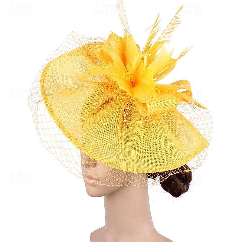 Kopfstück Federn Sinamay Hochzeit Abendgesellschaft Elegant Hochzeit Mit Feder Kopfschmuck Kopfbedeckung 2025 - $20.99 –P4