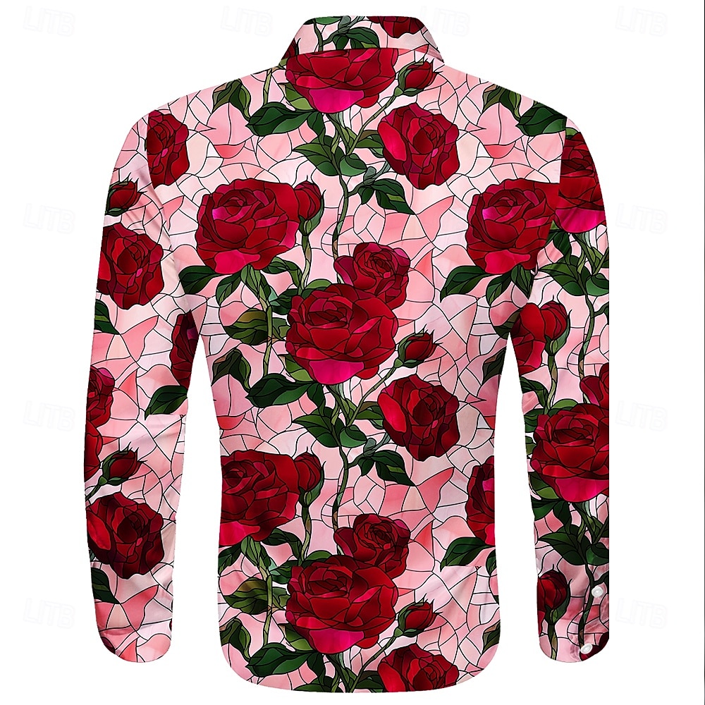 Homme Rose Fleurs Chemise en satin Chemise habillée Chemise Boutonnée manche longue Mode Décontractée Mariage Vacances Soirée Été Printemps Col Rabattu Chemises à Col Impression 3D Chemises drôles du de 2026 ? $29.99 –P2