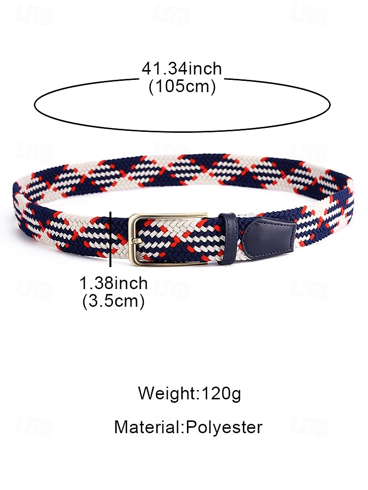 Men's Braided Elastic Stretch Belt – Multicolor Woven Design with Leather Tip & Metal Buckle, Casual & Golf Style, Adjustable Fit for Jeans & Trousers, Perfect for Sports & Everyday Wear 2025 - $11.99 –P5