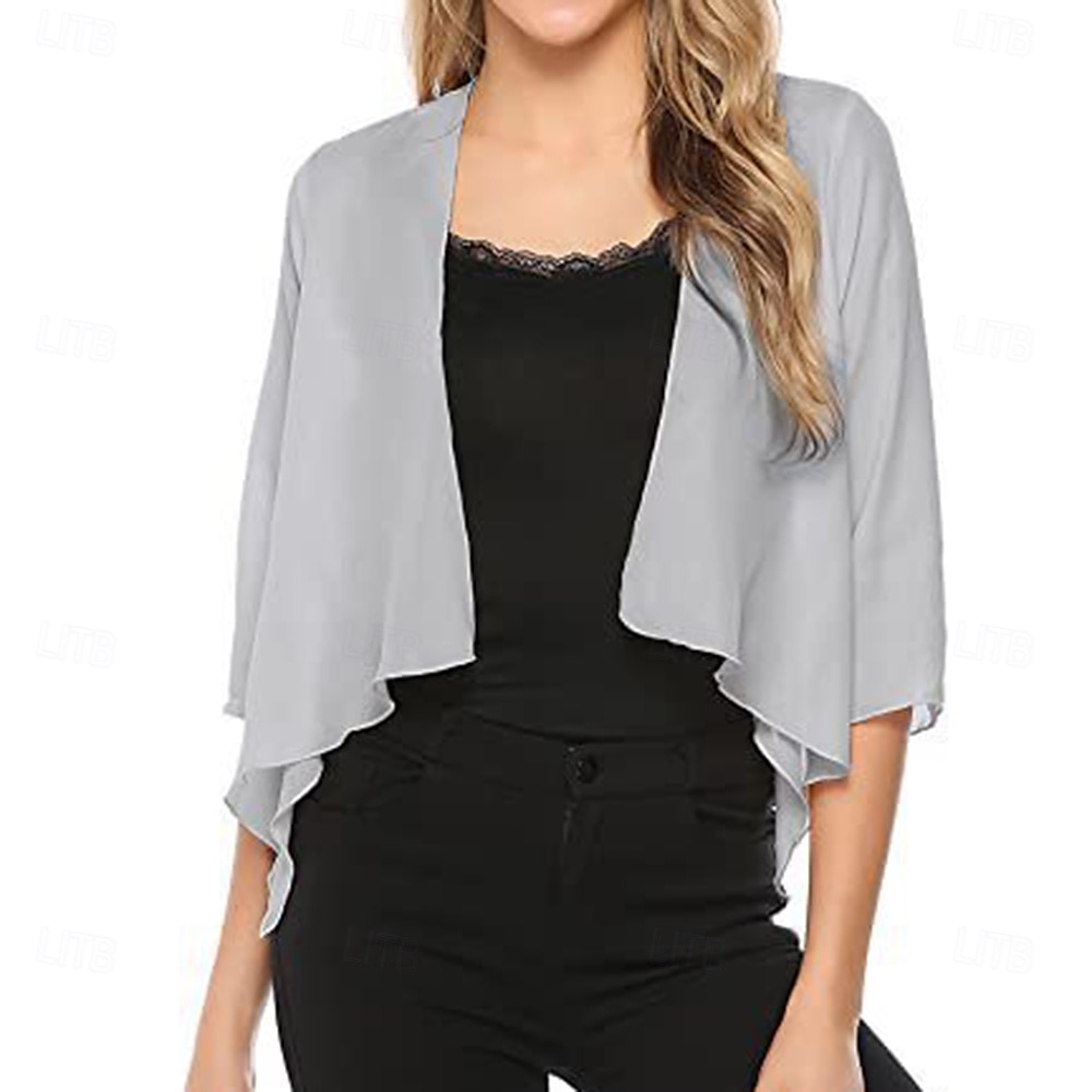 Scialle Donna Elegante Senza Maniche Chiffon Stole da matrimonio Con Colore puro Per Feste Primavera & Estate del 2025 a $14.99 –P6