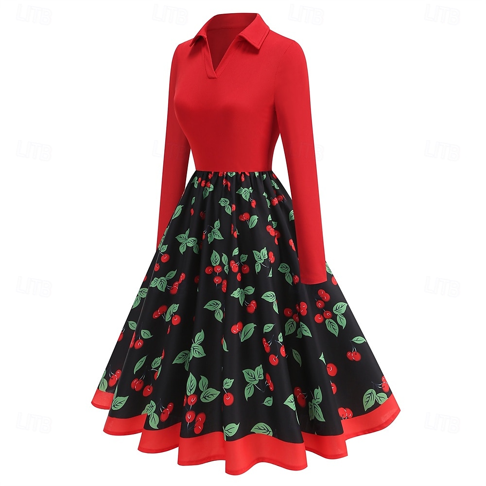 Retró 1950-es Rockabilly Ruhák Swing ruha Cseresznye Női Farsang Álarcos mulatság Hétköznapi viselet Felnőttek Ruha Hazatérő ruhák 2025 - $25.99 –P2