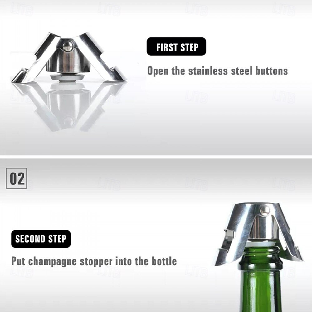 Stainless Steel Champagne Bottle Stopper Vacuum Sealed Sparkling Champagne Wine Bottle Saver Stopper Cap Bottle Opener Bar Tool Portable Stainless Latches Champagne Sparkling Wine Bottle Stopper 2026 - $9.99 –P1