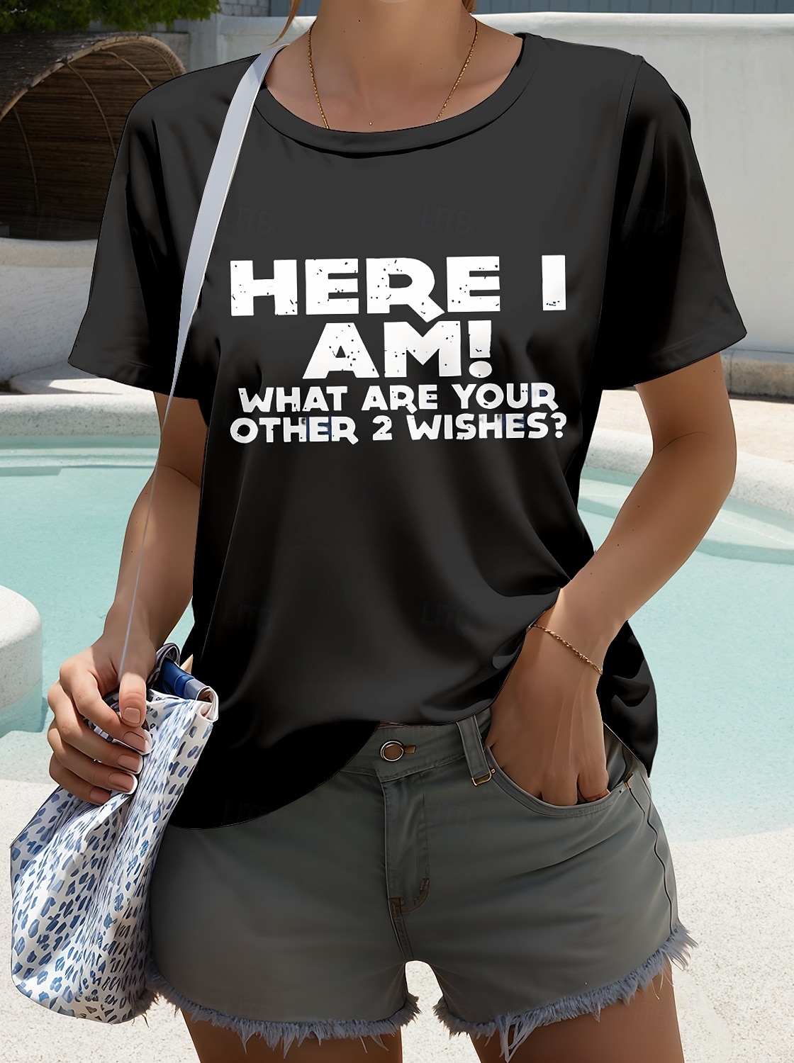 Women's T Shirt Graphic Letter Stylish Casual Short Sleeve Round Neck Regular Tops Daily Weekend Print Black Army Green Navy Blue Summer Spring 2025 - $19.99 –P5
