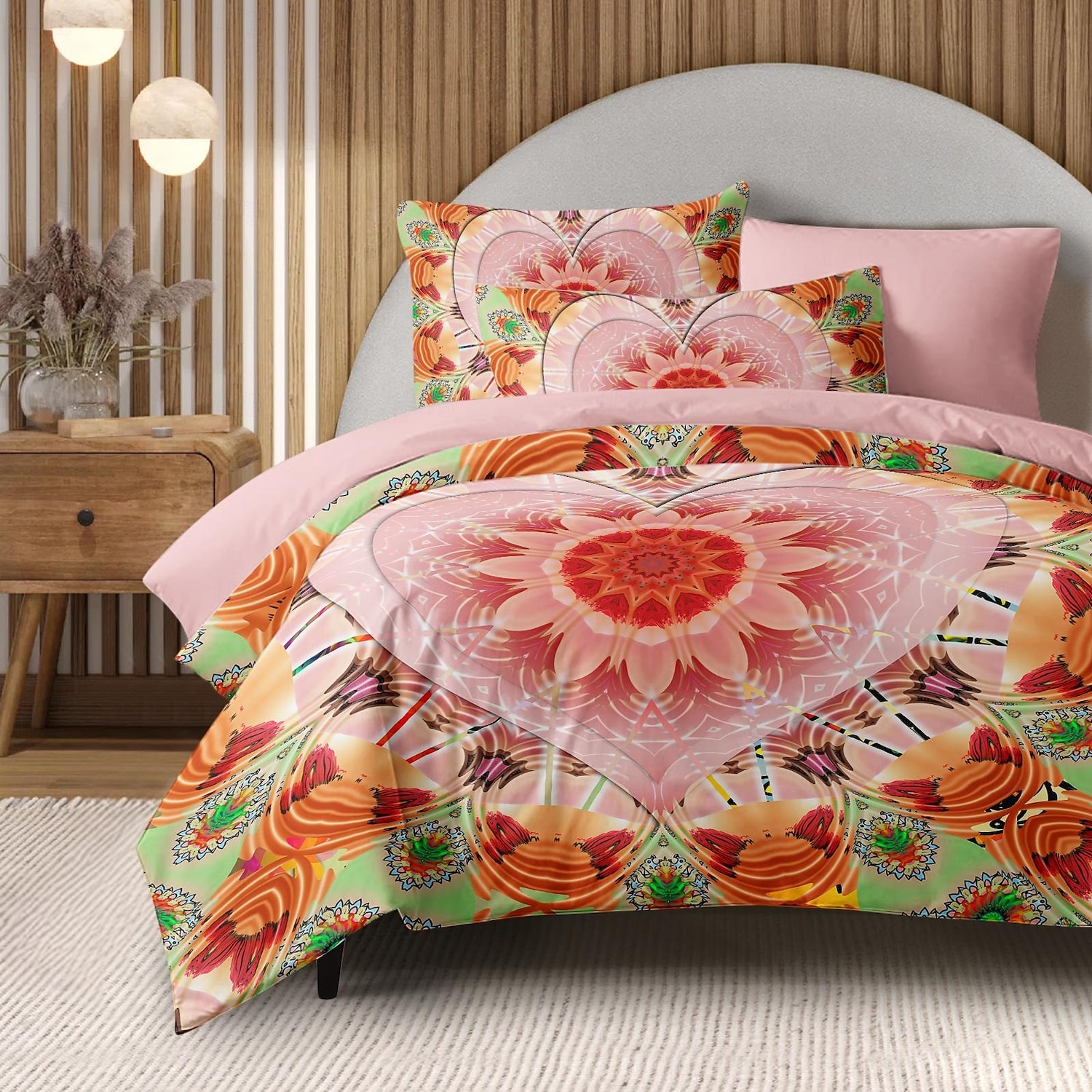 Juego de Funda de Edredón Bohemio Corazón 100% Algodón Suave y Transpirable Ropa de Cama con Impresión Cubierta de Edredón Ligera y Duradera Cómoda para Todas las Estaciones Fácil de Cuidar 2025 - $60.99 –P1