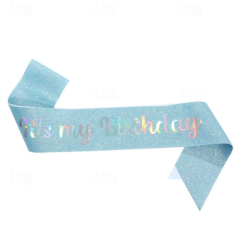 fascia per festa di compleanno in tessuto elastico glitterato, fascia "è il mio compleanno", cintura scintillante per feste per decorazioni per feste di compleanno per bambine del 2025 a $4.99 –P5