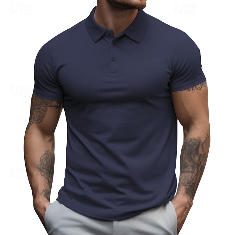 Homens Camisa de golfe Camisas Polos de Golfe Trabalho Casual Lapela Manga Curta Básico Moderno Tecido Botões Verão Normal Preto Branco Amarelo Vermelho Azul Marinha Azul Royal Camisa de golfe de 2025 por $15.49 –P7