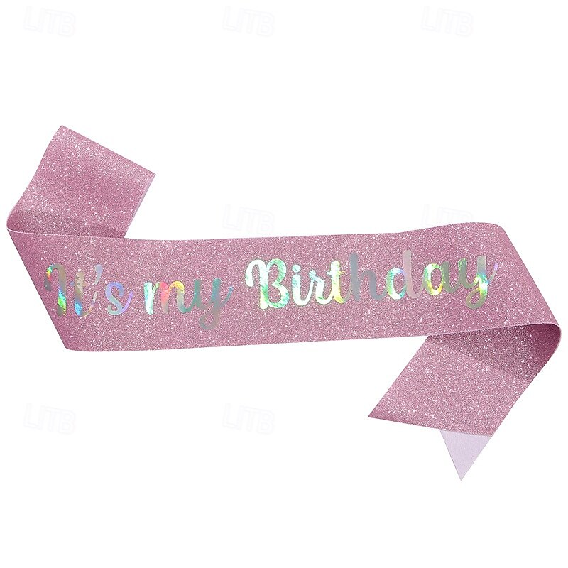 fascia per festa di compleanno in tessuto elastico glitterato, fascia "è il mio compleanno", cintura scintillante per feste per decorazioni per feste di compleanno per bambine del 2025 a $4.99 –P12