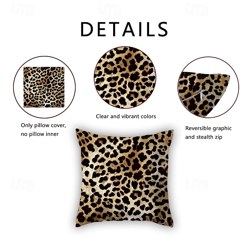 Leopard Print Decorative Toss Pillows Cover 4PC Soft Square Couch Cushion Case Pillowcase for Bedroom Livingroom Sofa Chair 2026 - SGD S$27.98 –P2