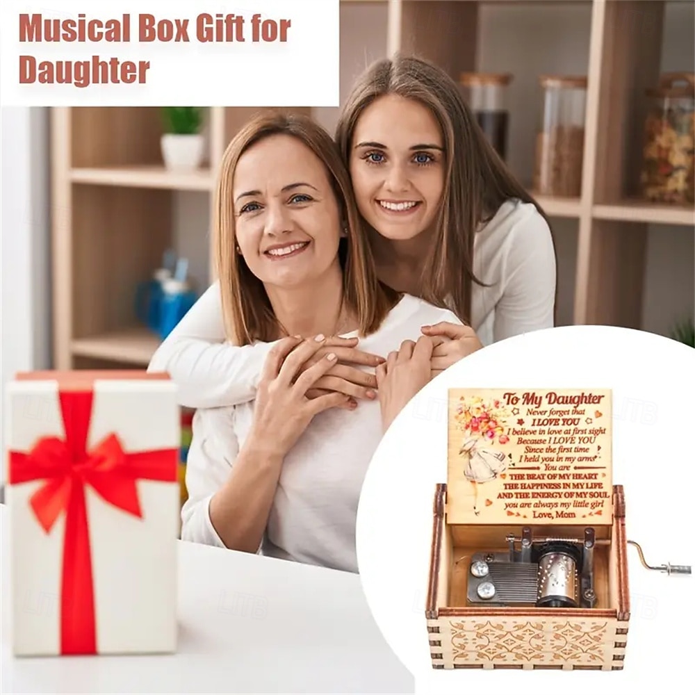 Houten Laser Gegraveerde 1PC Muziekdoos - Kleurrijke Muziekdoos Speelt You Are My Sunshine - Moeder Naar Dochter Cadeaus voor Verjaardag/Moederdag/Dankzegging Kerstcadeau 2026 - $9.99 –P6