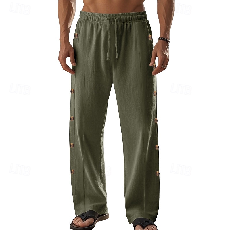 Retro Vintage Medieval Renaissance Straight Leg Pants Pirate Viking Button Down Solid Color Men's Viking Halloween Carnival Vacation Casual Daily LARP Adults' Pants 2025 - $23.99 –P6