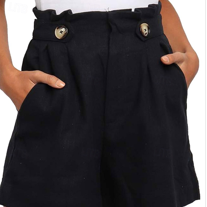 Pentru femei Pantaloni Scurți Pantaloni Șic Stradă Casual Scurt Natural Simplu Buzunar Respirabilitate Απαλό Comfortabil Micro-elastic În aer liber Vacanță Negru Alb Gri Deschis Cafea Vară Fit regulat 2025 - $20.99 –P7